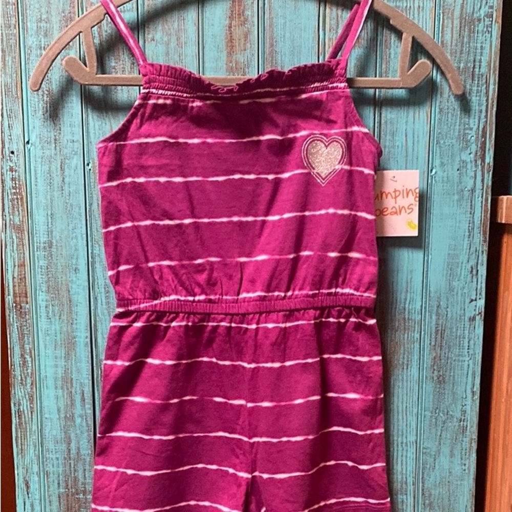 Jumping Beans Purple and White Striped tie dye Jumpsuit girls small (7)